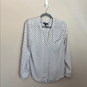 INC International Concepts Black and White Polka Dot Shirt size 12